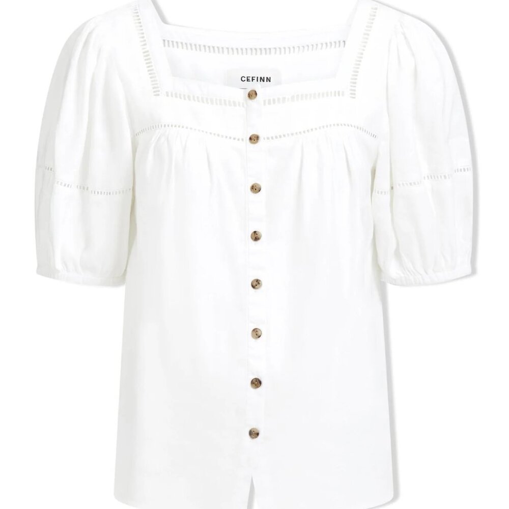 EUC Cefinn Poppy Linen Blend Blouse White Size 4/UK8